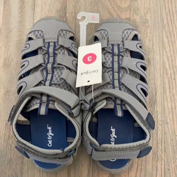 Cat & Jack Shoes Nwt Kids Catjack Velcro Sandals Navy And Gray Poshmark